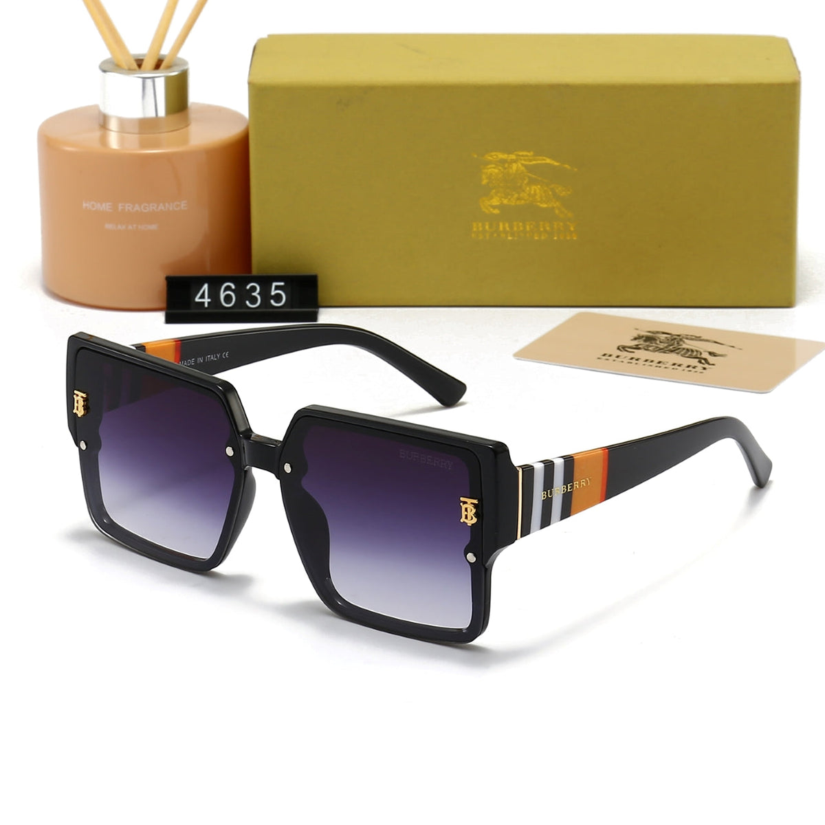 Burberry Check Temple Square Polarized Sunglasses