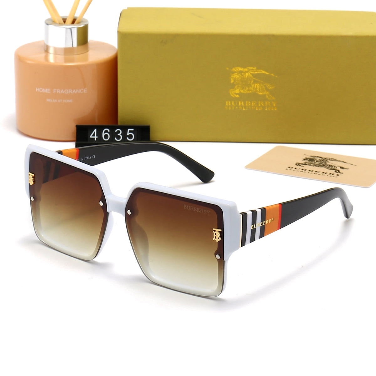 Burberry Check Temple Square Polarized Sunglasses