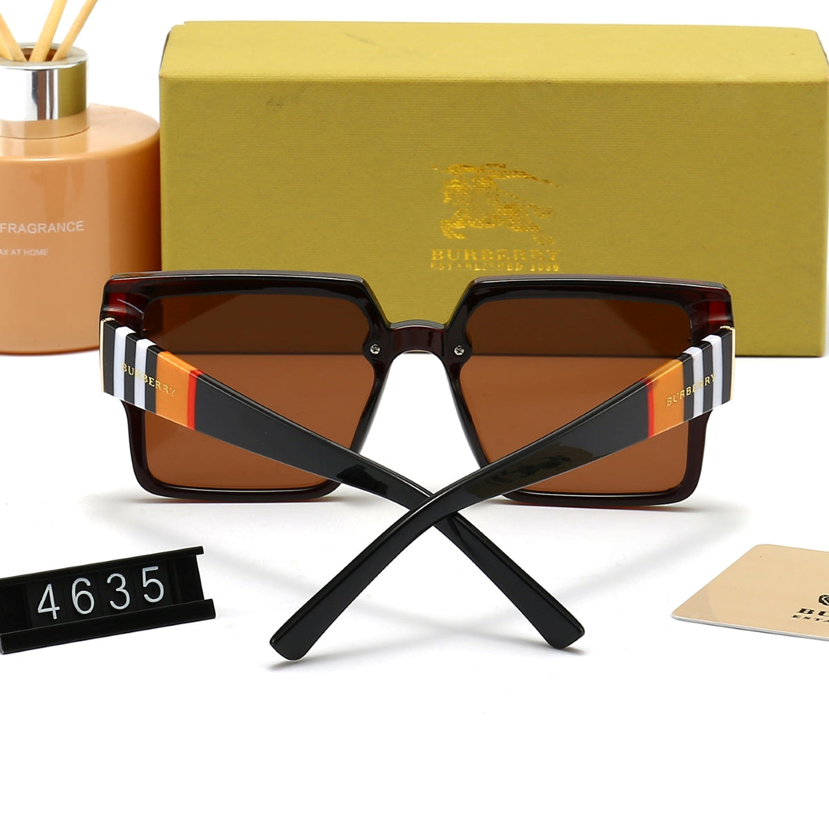 Burberry Check Temple Square Polarized Sunglasses