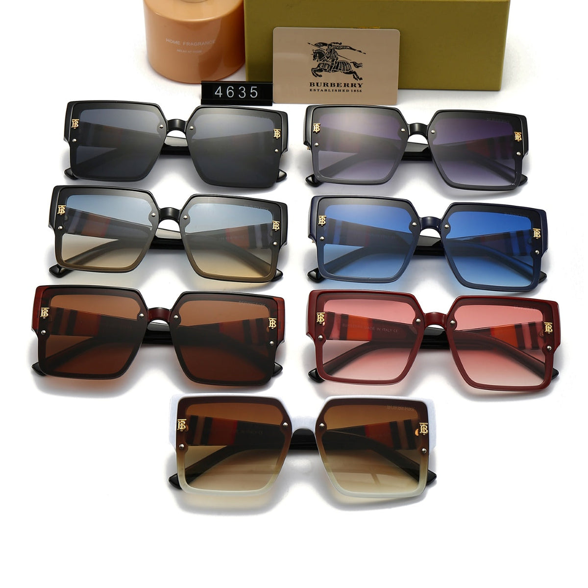 Burberry Check Temple Square Polarized Sunglasses