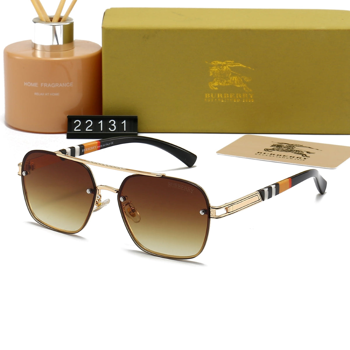 Burberry B Square Navigator Polarized Sunglasses