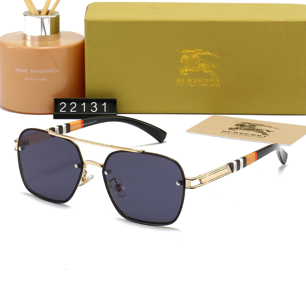 Burberry B Square Navigator Polarized Sunglasses