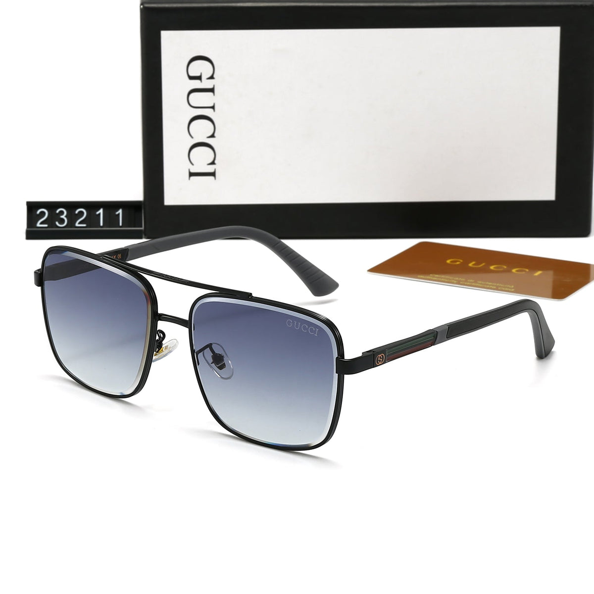Gucci GG Double Bridge Square Polarized Sunglasses