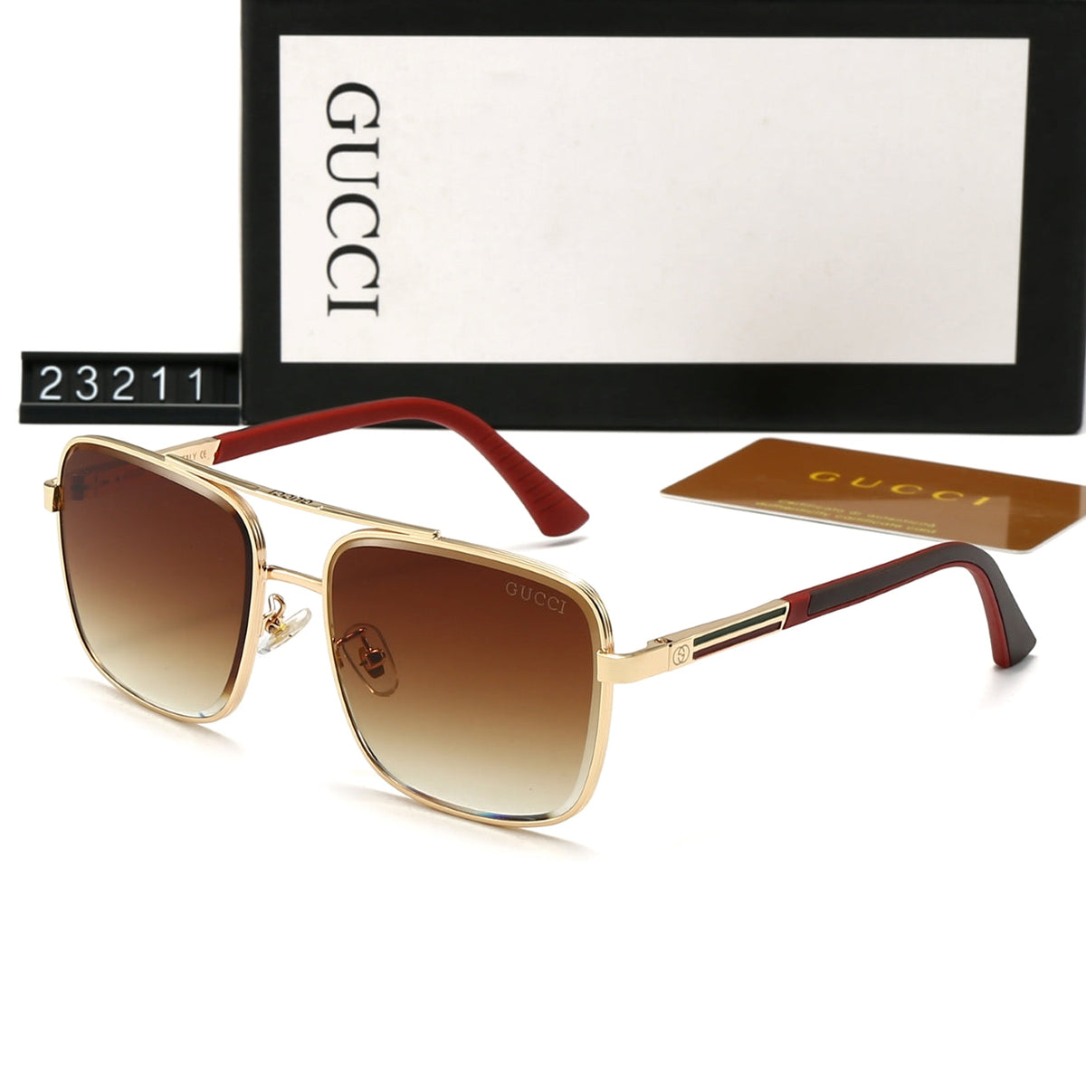 Gucci GG Double Bridge Square Polarized Sunglasses