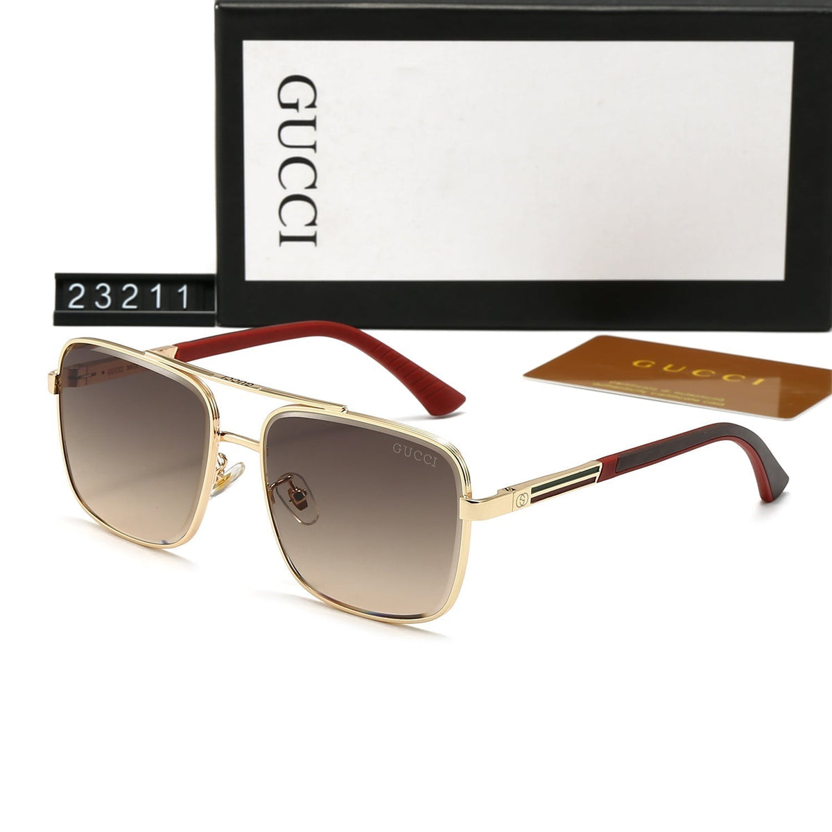 Gucci GG Double Bridge Square Polarized Sunglasses