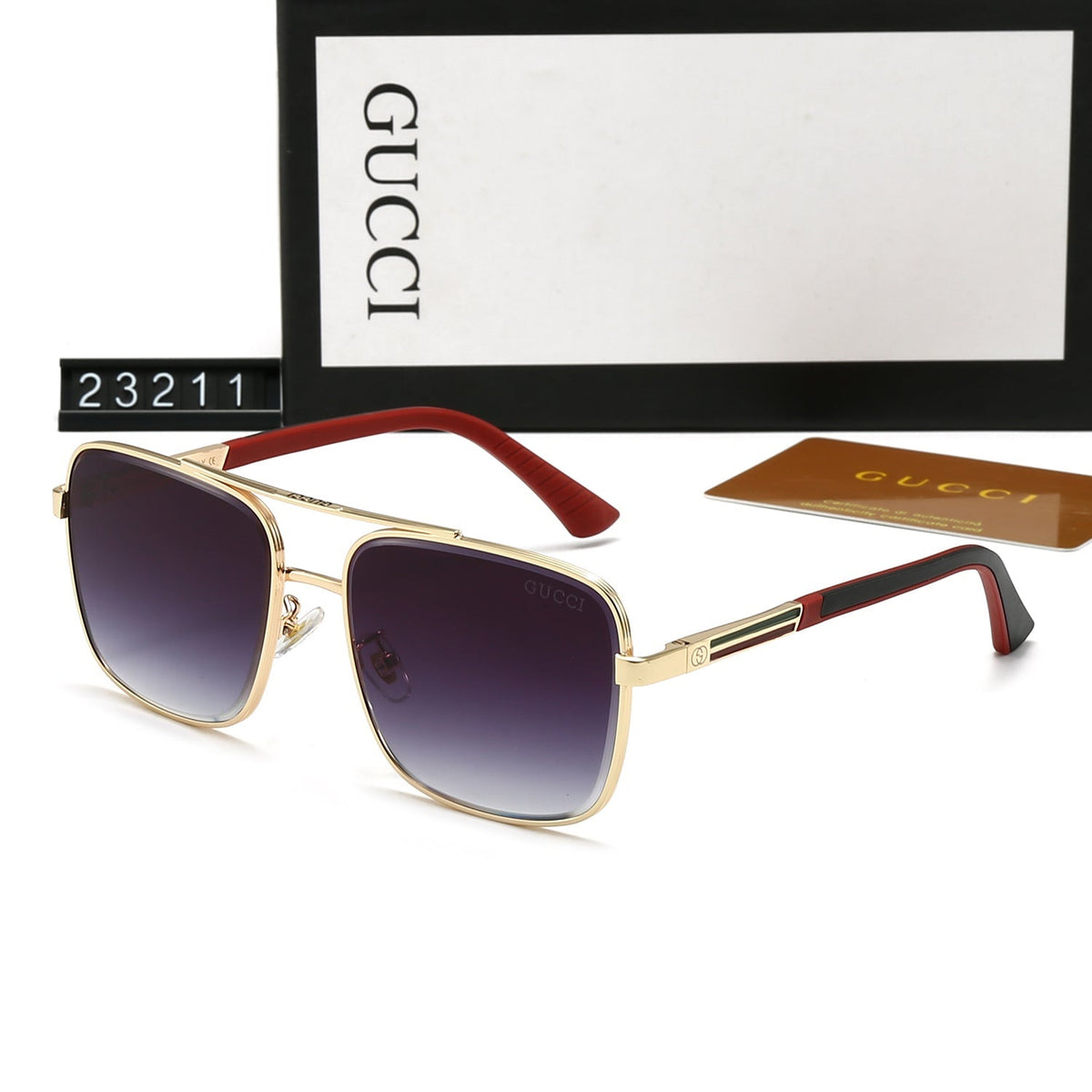 Gucci GG Double Bridge Square Polarized Sunglasses