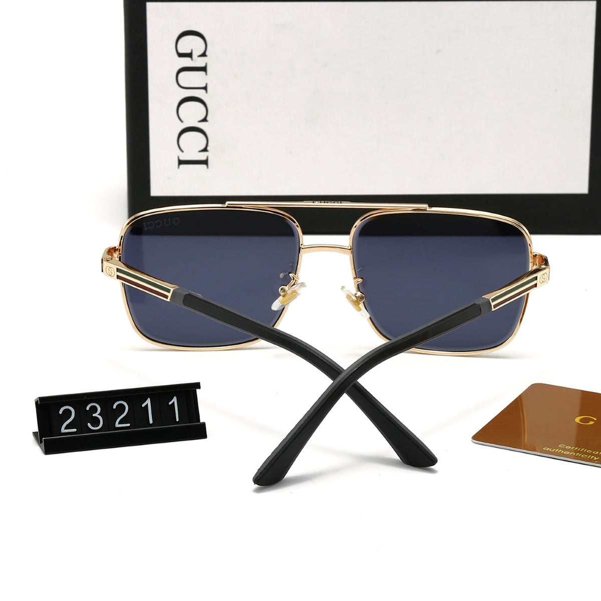 Gucci GG Double Bridge Square Polarized Sunglasses