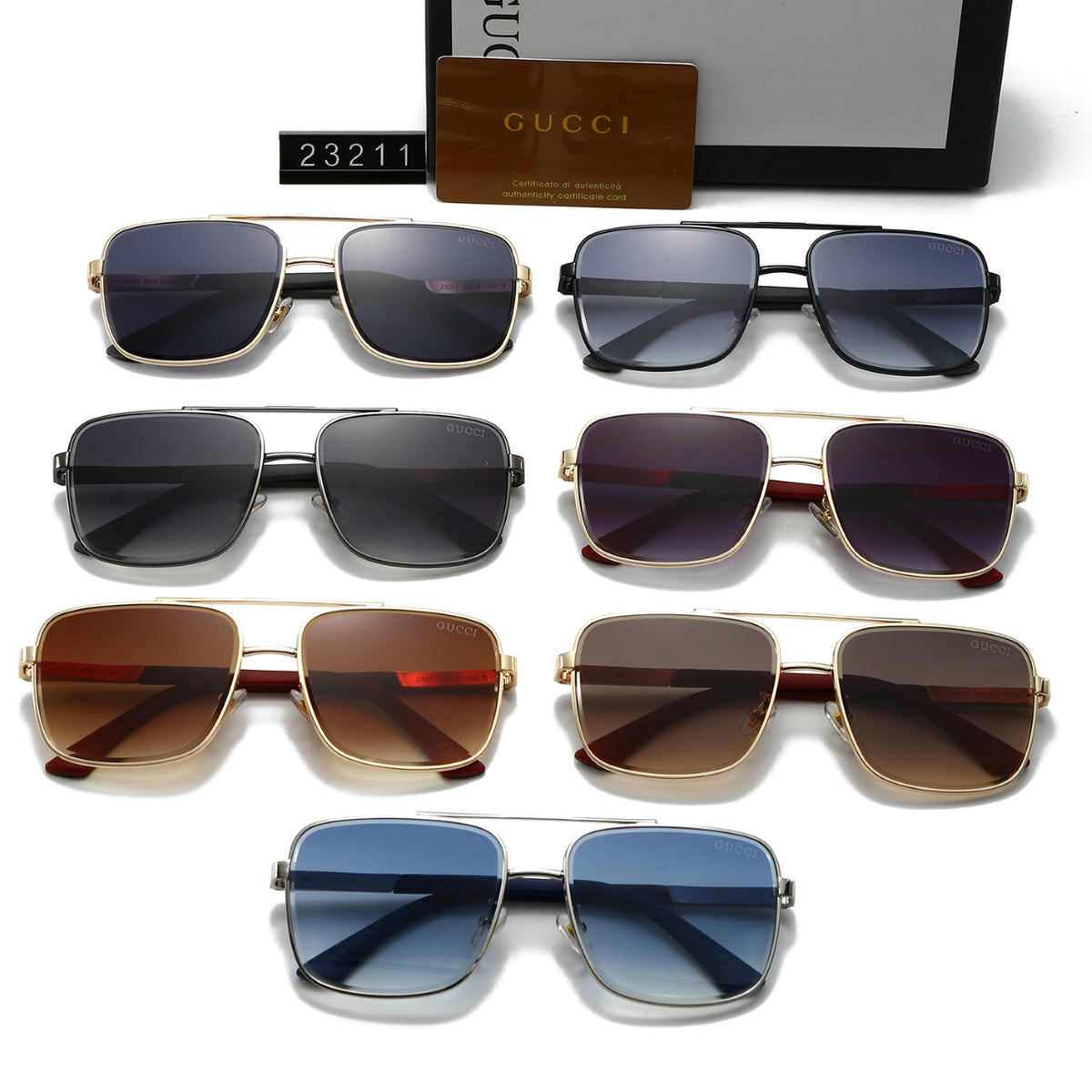 Gucci GG Double Bridge Square Polarized Sunglasses
